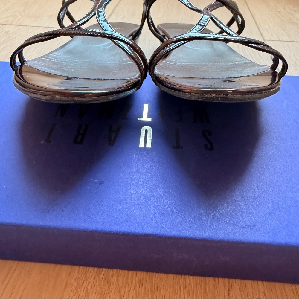 Vintage Stuart Weitzman Tortoise Shell Strappy flat Sandals size 9.5 - Picture 10 of 13